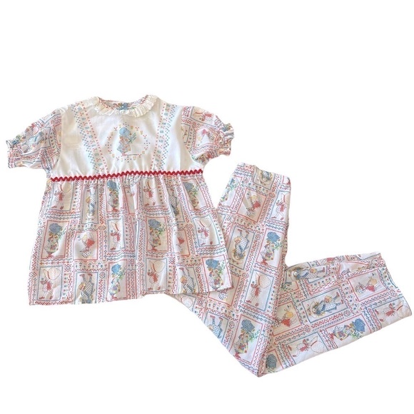 HOLLY HOBBIE Vintage 70’s 2 Piece Pajama Pant Set Size 10 - Picture 1 of 10